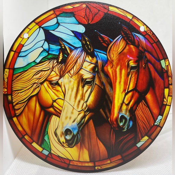 Suncatcher Acrylic Horse Farm Animal 6” Decorative Faux Stained Glass - Picture 2 of 2